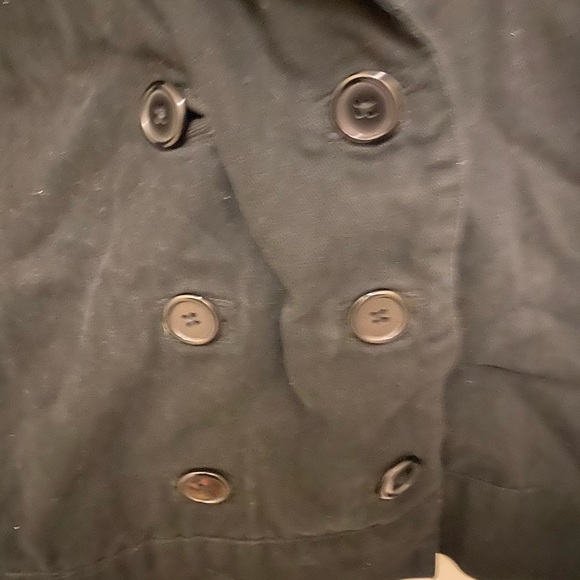 Denim-like double breasted hooded jacket - Picture 2 of 4
